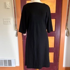 Eddie Bauer Classic Wool Knit Black Long Sleeve Dress